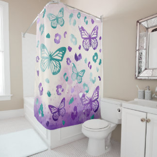 Rideaux De Douche Papillon léopard blanc