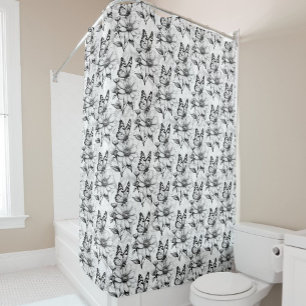 Rideaux De Douche Papillon minimaliste sur la conception Motif de fl