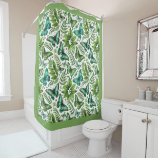 Rideaux De Douche Papillons bleu-vert