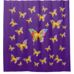 RIDEAUX DE DOUCHE PAPILLONS COLORÉS ABSTRAITS
