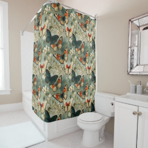 Rideaux De Douche Papillons et fleurs Vintages colorés (5)