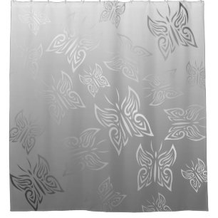 Rideaux De Douche Papillons Motif Argent