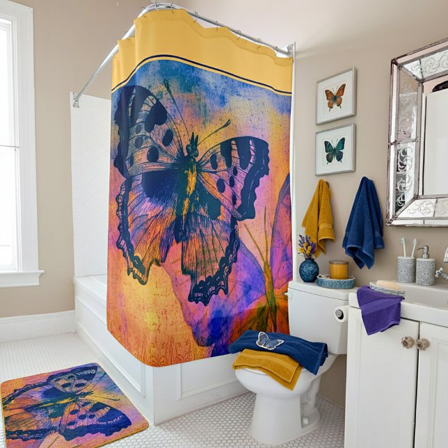 Rideaux de douche papillons peints (Créateur téléchargé)
