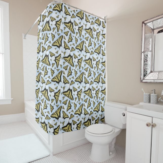 Rideaux De Douche Papillons Southwest Yellow Swallowtail Blue Sky (En situation)
