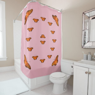 Rideaux De Douche Papillons sur le rose