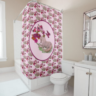 Rideaux De Douche Papillons Unicorne Et Fleurs