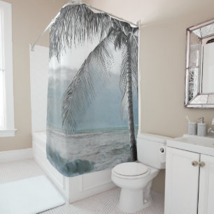 Rideaux De Douche Paradis élégant blanc de plage d'arbre de noix de