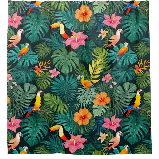 Rideaux De Douche Paradis tropical Motif de la jungle (Devant)