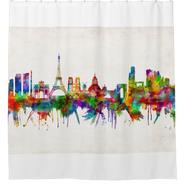 Rideaux De Douche Paris France Skyline (Devant)