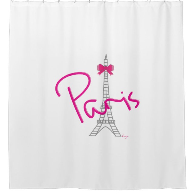 Rideaux De Douche Paris, France, Tour Eiffel avec arc rose, moderne (Devant)