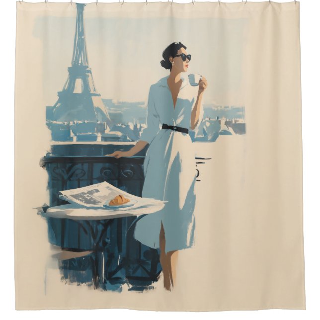 Rideaux De Douche Paris Morning Coffee Elegance (Devant)