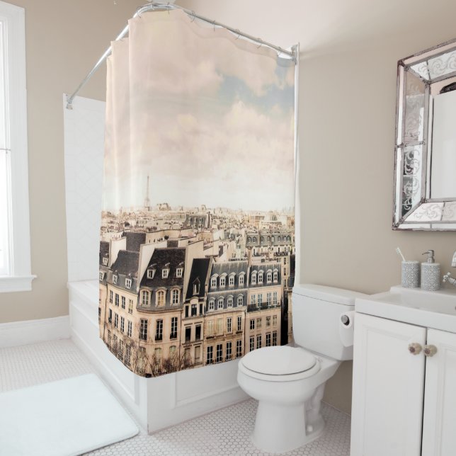 Rideaux De Douche Paris sur les toits| (En situation)