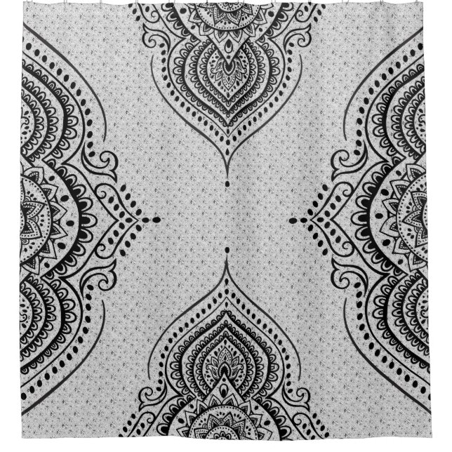 Rideaux De Douche Parties scintillant blanche et ornement floral den (Devant)