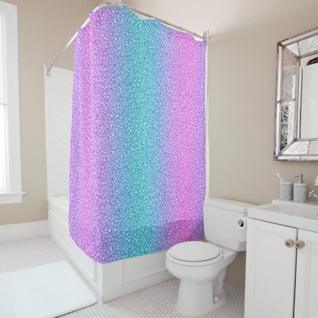 Rideaux De Douche Parties scintillant Bleue Et Violette (En situation)