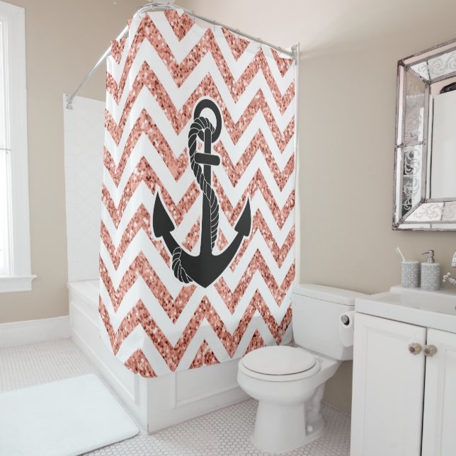 Rideaux De Douche Parties scintillant Chevrons (En situation)