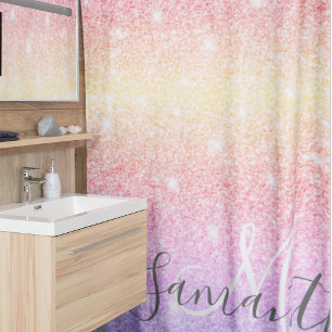 Rideaux De Douche Parties scintillant colorée moderne étincelle Nom 