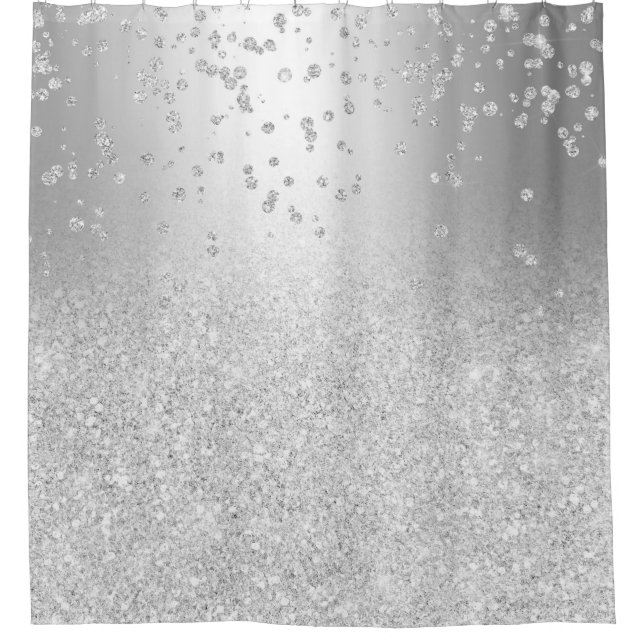 Rideaux De Douche Parties scintillant d'argent ombre métallique scin (Devant)