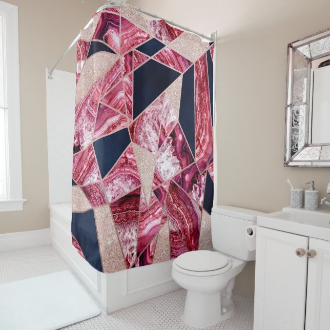 Rideaux De Douche Parties scintillant de la marine rose Agencement d (En situation)