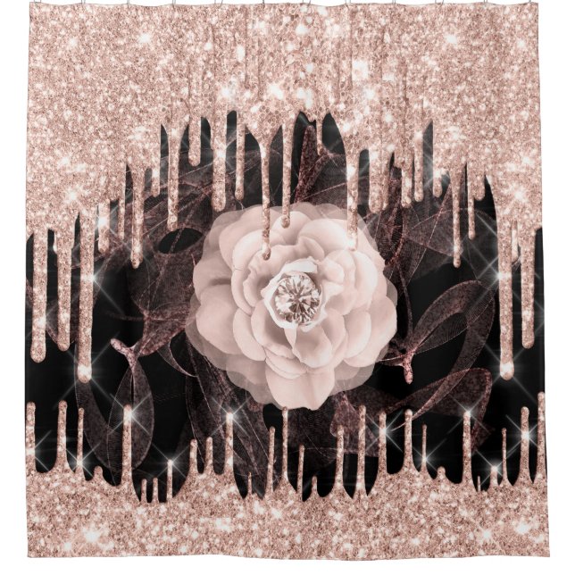 Rideaux De Douche Parties scintillant  Diamètre Fleur Rose Étincelle (Devant)