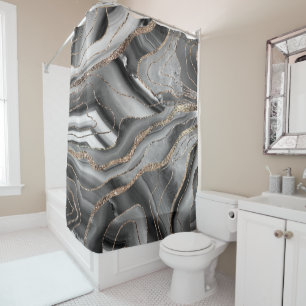 Rideaux De Douche Parties scintillant d'or gris noir noir noir noir 