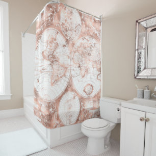 Rideaux De Douche Parties scintillant en métal rose or rose Carte du