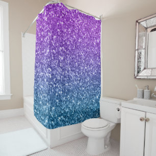 Rideaux De Douche Parties scintillant et étincelles violettes et ble