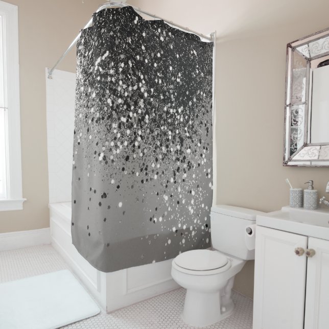 Rideaux De Douche Parties scintillant gris argenté #1 #brillant (En situation)