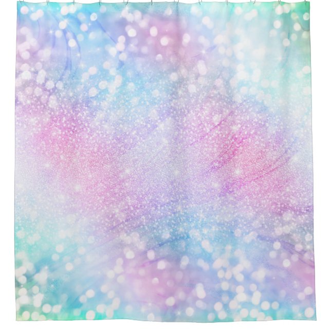 Rideaux De Douche Parties scintillant Iridescente Magique Éclat rose (Devant)