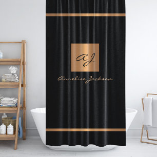 Rideaux De Douche Parties scintillant moderne élégant monogrammed or