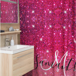 Rideaux De Douche Parties scintillant moderne rouge et rose Nom des
