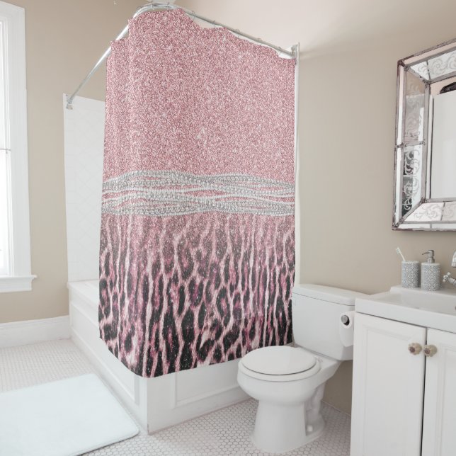 Rideaux De Douche Parties scintillant poster de animal Chic Girly Ro (En situation)
