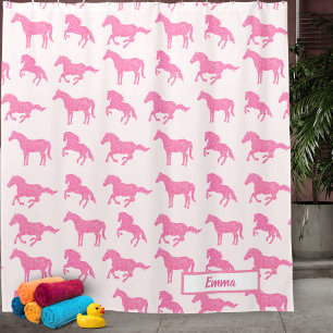 Rideaux De Douche Parties scintillant rose Cheval Motif Petite fille