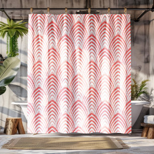 Rideaux De Douche Parties scintillant rose et blanc Motif géométriqu
