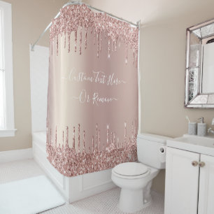 Rideaux De Douche Parties scintillant rose Gold Blush Éclats Texte p