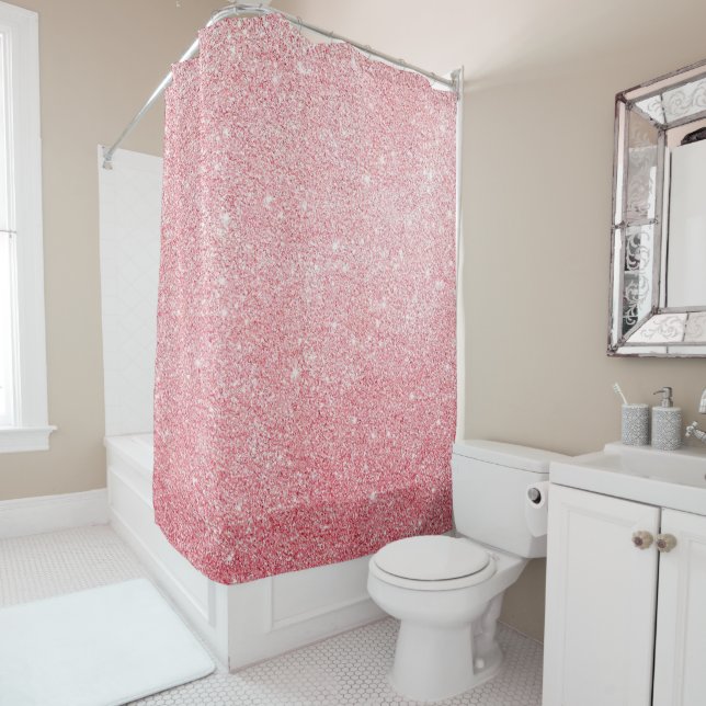 Rideaux De Douche parties scintillant rose-or (En situation)
