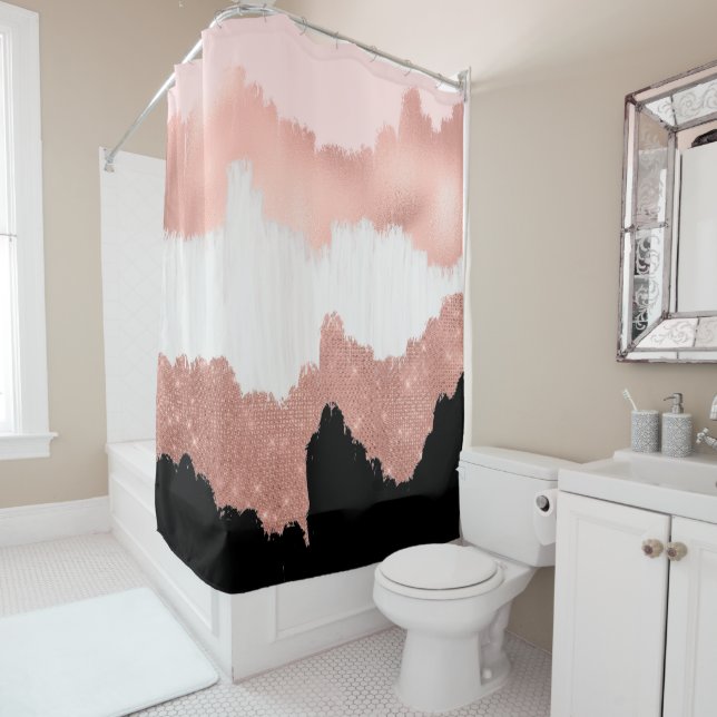 Rideaux De Douche Parties scintillant rose or Rose moderne fille bro (En situation)