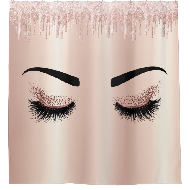 Rideaux De Douche parties scintillant rose vif gouttes yeux clignote (Devant)