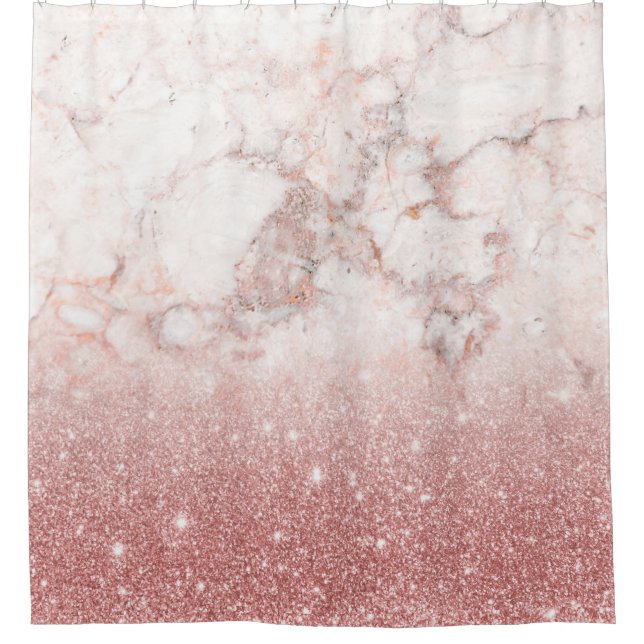Rideaux De Douche Parties scintillantes roses Ombre de marbre blanc (Devant)