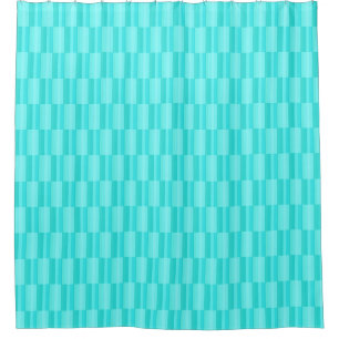 Rideaux De Douche Pastel Abstrait Turquoise Bleu Bleu Grandes Têtes