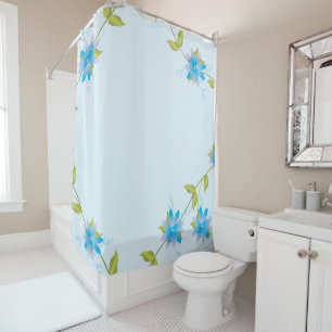 Rideaux De Douche Pastel Au Bleu Lumineux Floral