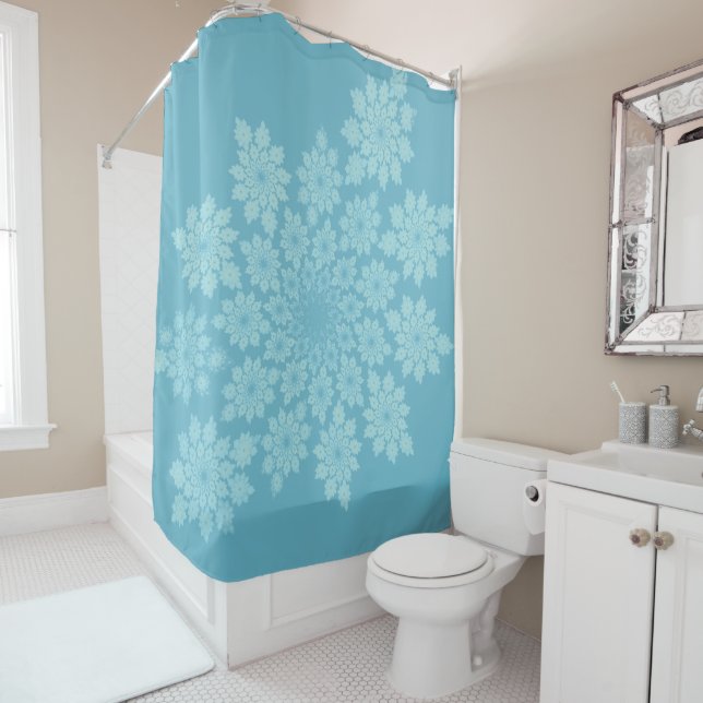 Rideaux De Douche Pastel aux ornements floraux (En situation)