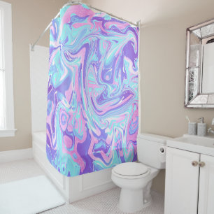 Rideaux De Douche Pastel Blue & Purple Marble Texture liquide