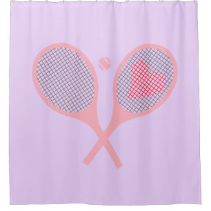 Rideaux De Douche Pastel Heart Tennis Lecteur Racquettes Ball Lilac