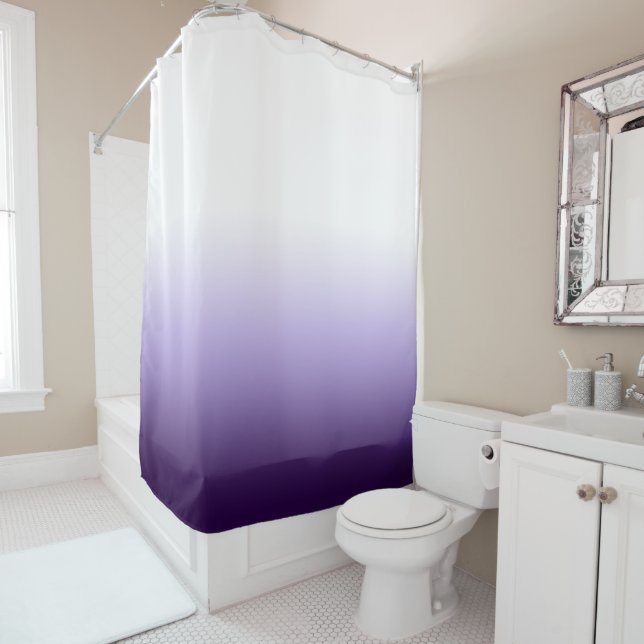 Rideaux De Douche Pastel Indigo violet couleur bloc dégradé (En situation)