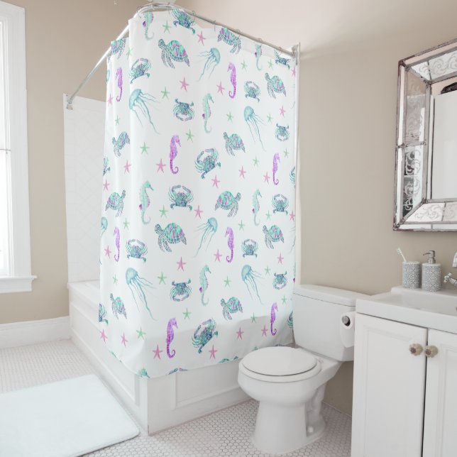 Rideaux De Douche Pastel Ocean Life (En situation)