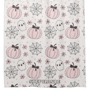 Rideaux De Douche Pastel Pink Halloween Motif sans couture