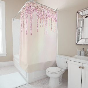 Rideaux De Douche *~* Pastel Rose Peach Ombre Parties scintillant Or