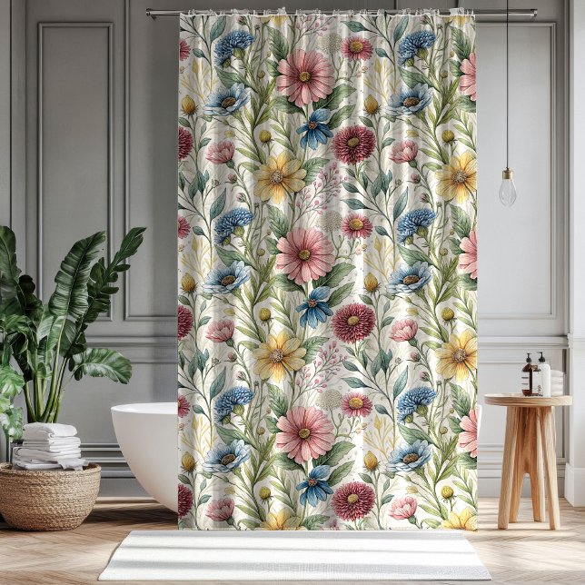 Rideaux De Douche Pastel Wildflower Curtain Gift for Parents’ Love (Pastel Wildflower Curtain Gift for Parents’ Love)