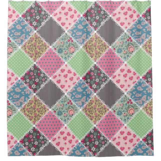 Rideaux De Douche Patchwork floral (Devant)