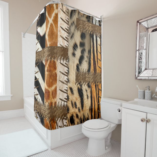 Rideaux De Douche "Patchwork Safari Chic" (En situation)